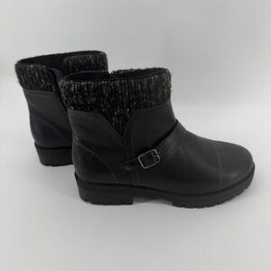 J Sport Violet Black Ankle Boots Knit Collar Lug Sole Womens 8 S5VLT01